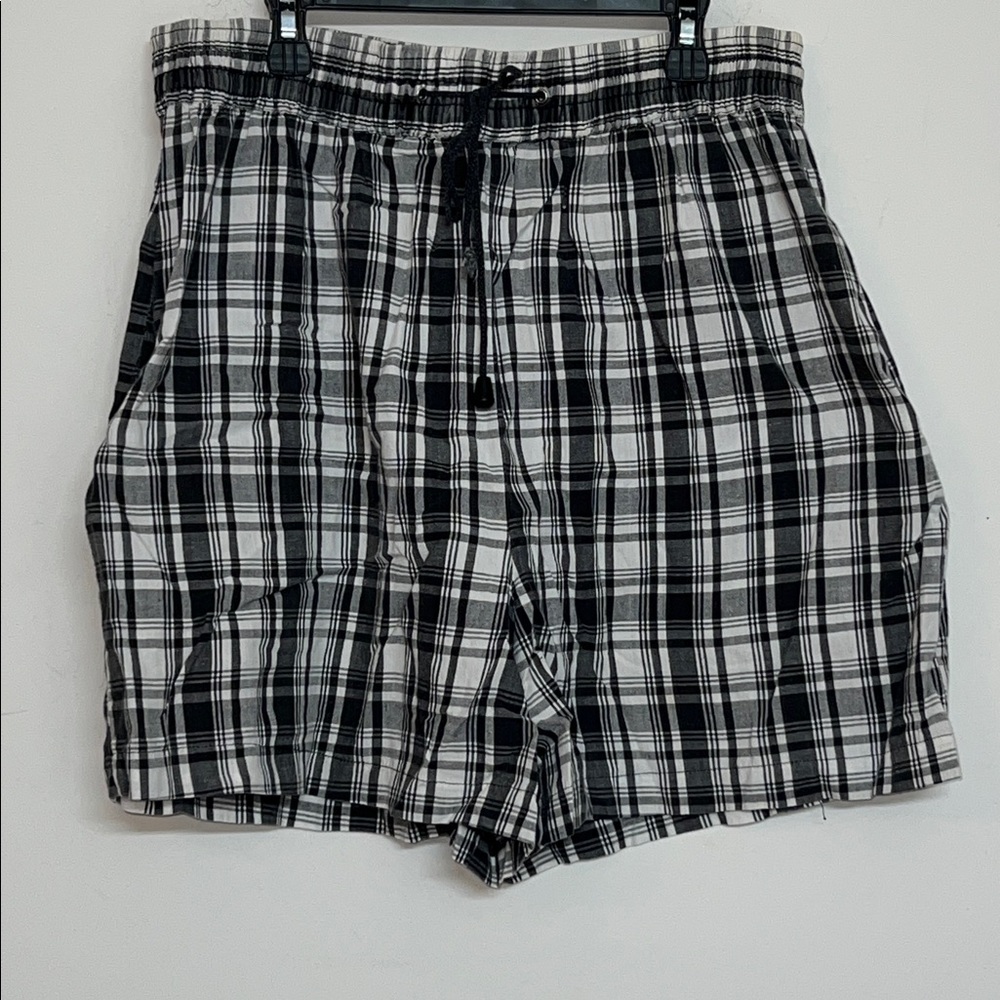 🌞 Jacque & KoKo Black & White pullup plaid shorts elastic waist pockets men 30